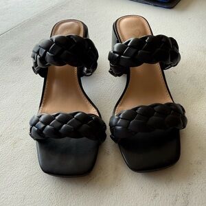 Black Braided Heeled Sandals